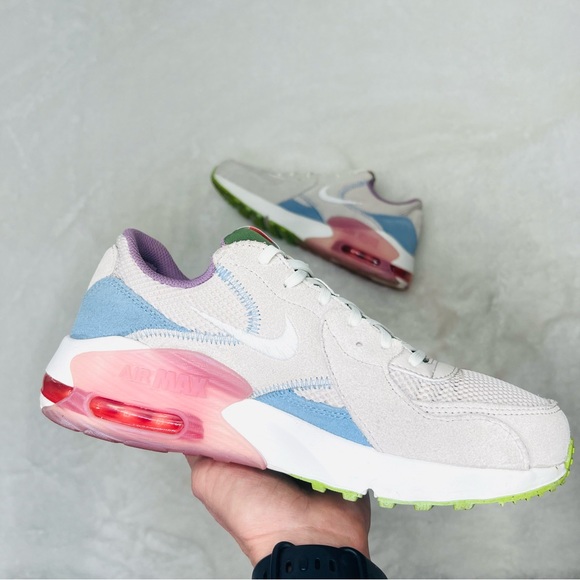 Nike Shoes - NIKE Air Max Excee Sneakers Suede Grey Blue Pink Purple Green Running Shoes 8.5